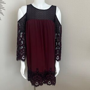 BB Dakota Burgundy and Black Lace Dress